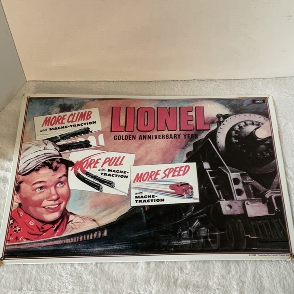 Lionel Embossed vintage Green Train Sign